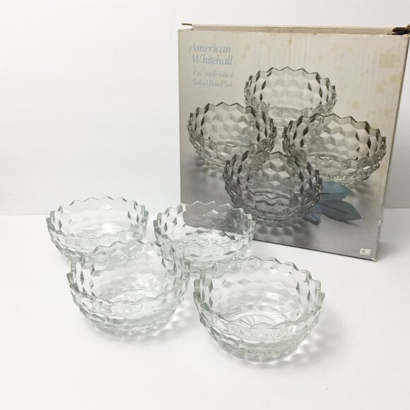 Crystal Glass Salad Bowl Set 4 - Picture 1 of 7